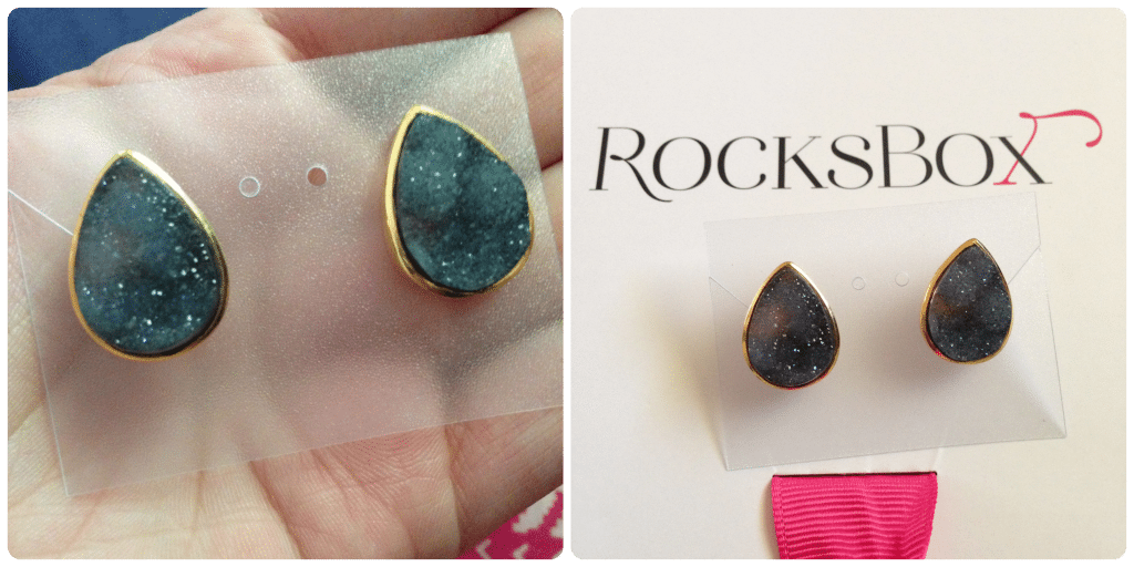 Rocks Box Margaret Elizabeth Teardrop Studs in Black Druzy