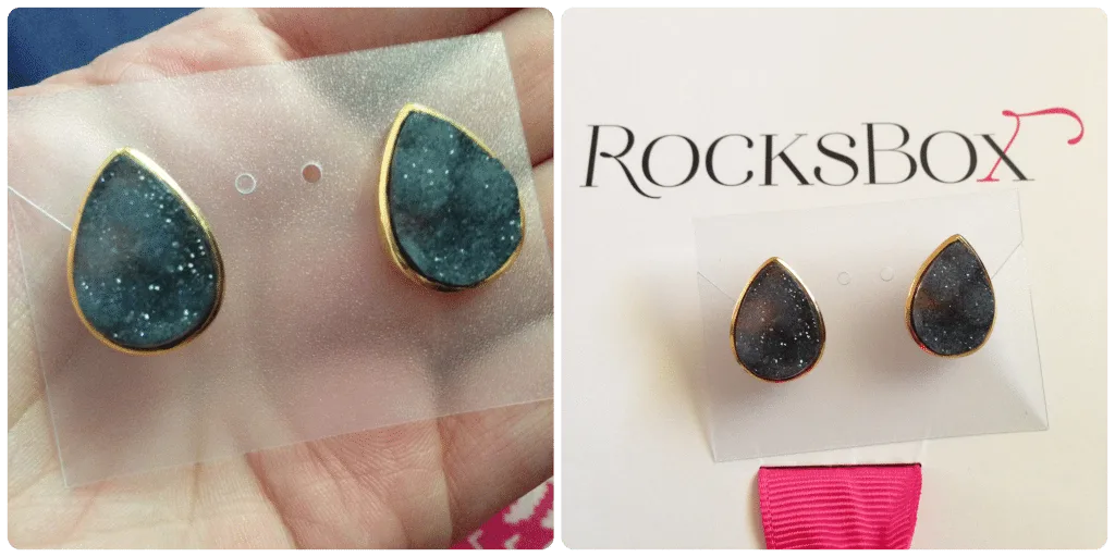 Rocks Box Margaret Elizabeth Teardrop Studs in Black Druzy