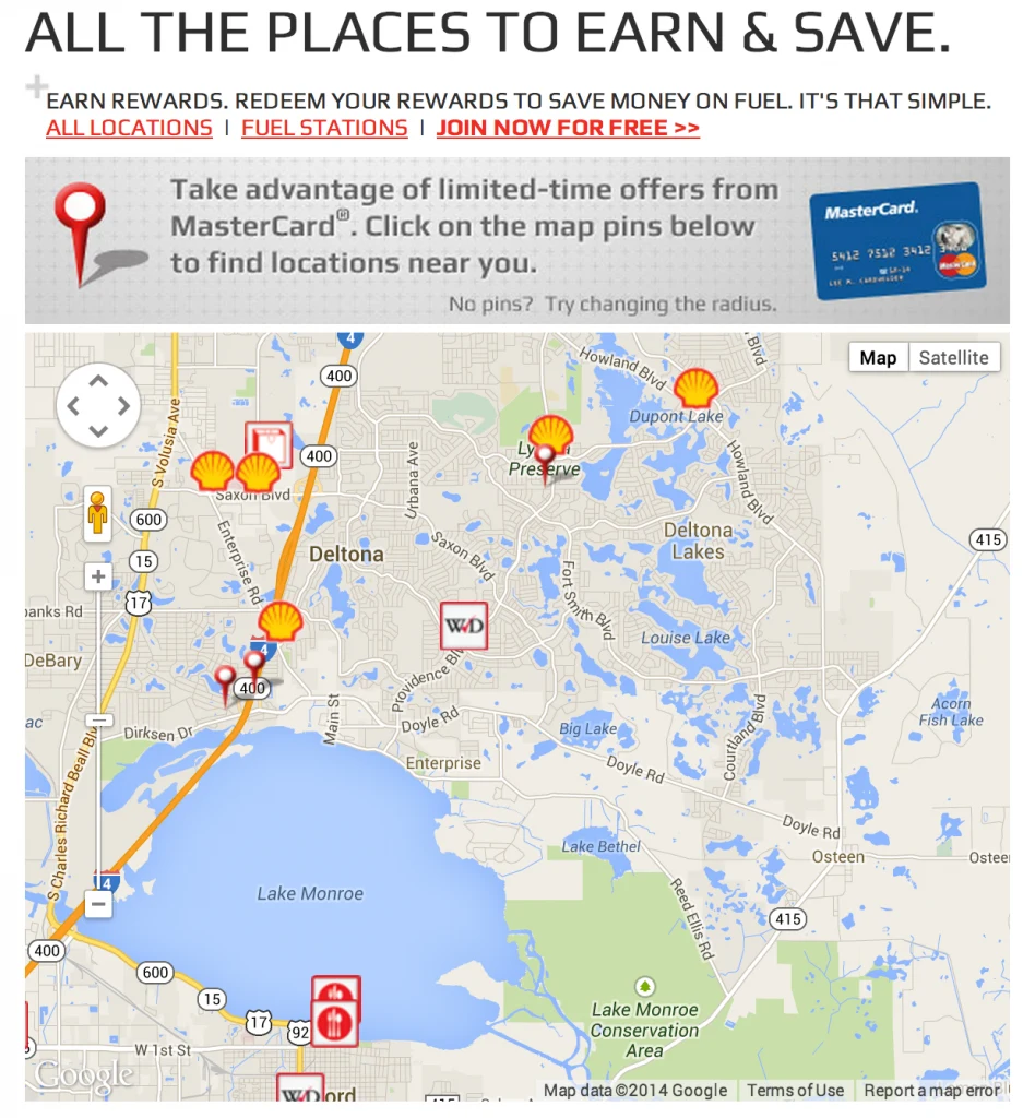 Shell Fuel Rewards Map