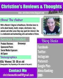 Christine's Reviews and Thoughts Media Kit