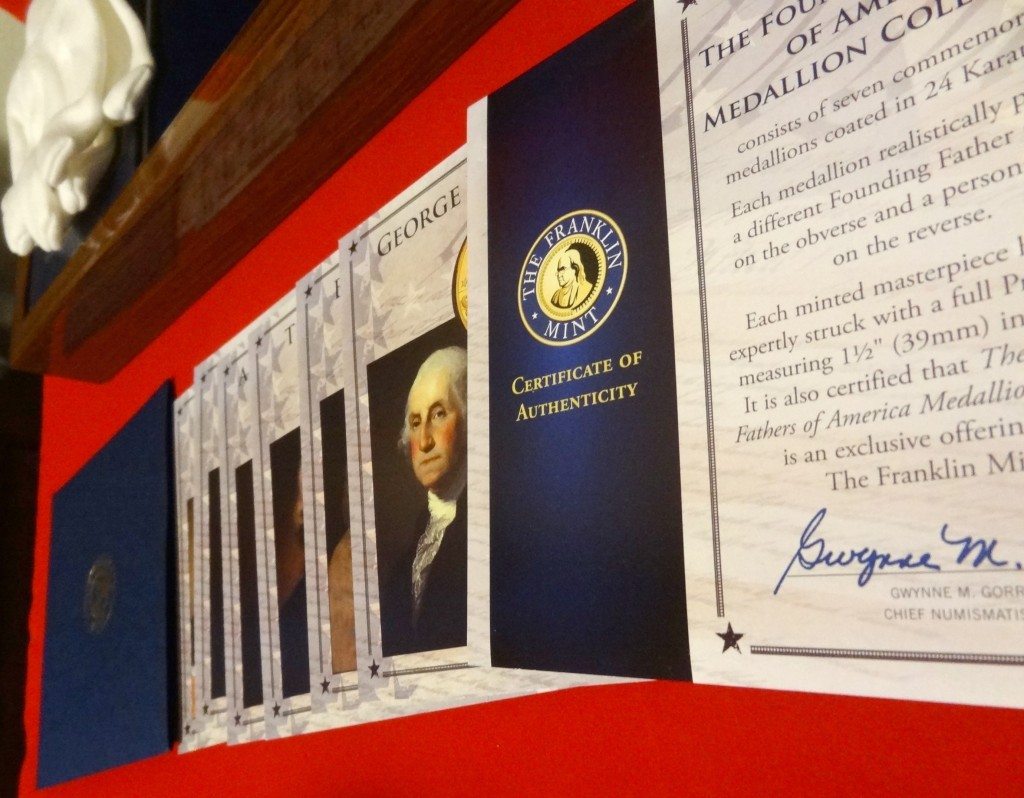 Franklin Mint Founding Fathers of America Coin Collection Cards