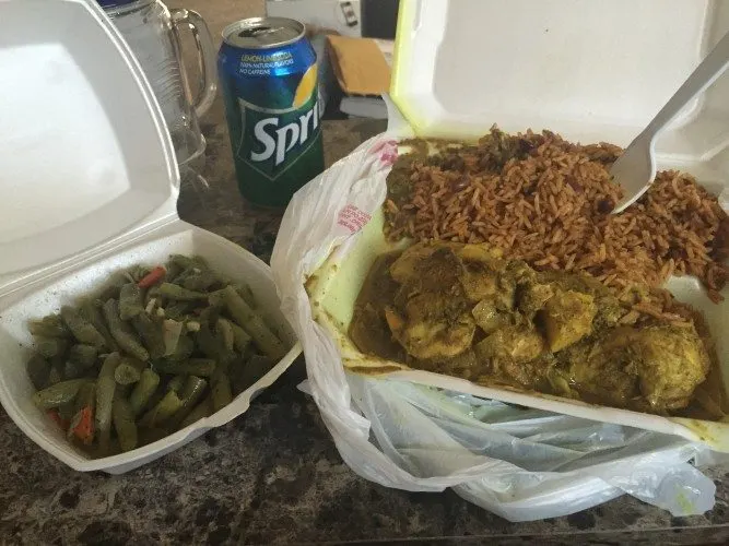 Violette Chicken Curry, Rice & Beans, and Green Beans
