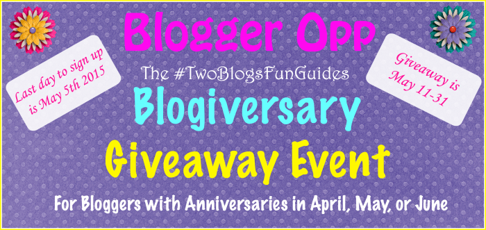 Blogger Opp #TwoBlogsFunGuides Blogiversary Giveaway Event