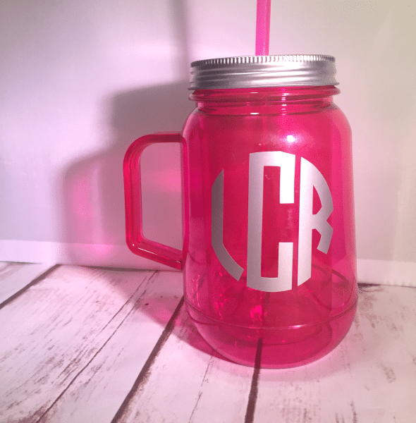 Monogrammed Acrylic Mason Jar