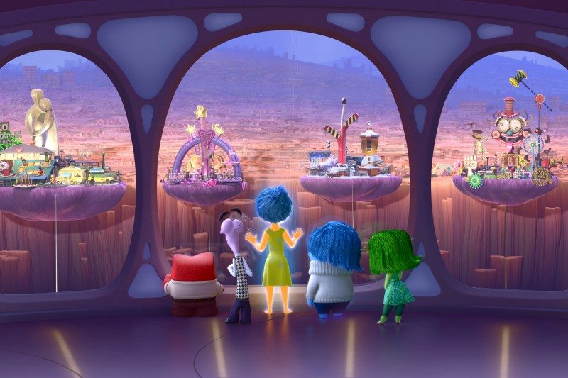 INSIDE OUT – Anger, Fear, Joy, Sadness and Disgust look out upon Riley's Islands of Personality. ©2015 Disney•Pixar. All Rights Reserved.