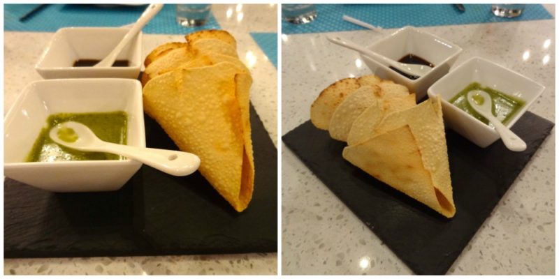 Tabla Restaurant in Orlando Pappadum (lentil wafers) with Chutney and Tamarind