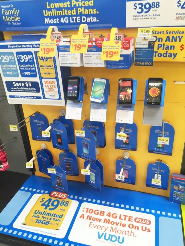 Get a Walmart Family Mobile phone in the electronics section