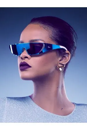Geek Fashion Rihanna wearing frames from her Dior sunglass collaboration.