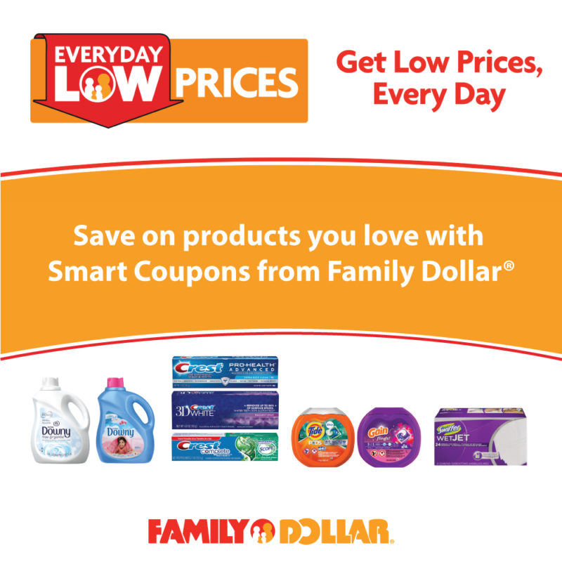 Do you love to save money but always forget to cut coupons and take them to the store? Family Dollar® has a great new option for you! Introducing the Family Dollar® Smart Coupons program where you can clip coupons on brands you love, straight from your PC, tablet or phone.