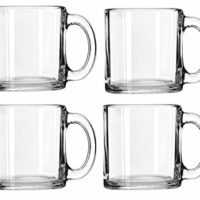 Libbey Crystal Coffee Mug Warm Beverage Mugs Set of 4 (13 oz)