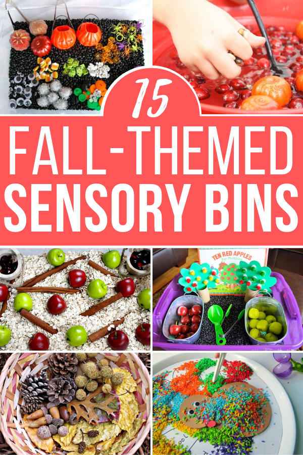 These fall sensory bins will help the little ones to get in the seasonal spirit and will allow you to teach them new words, scents, and more!