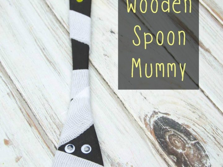 Image for Easy Halloween Wooden Spoon Mummy Dollar Store Craft