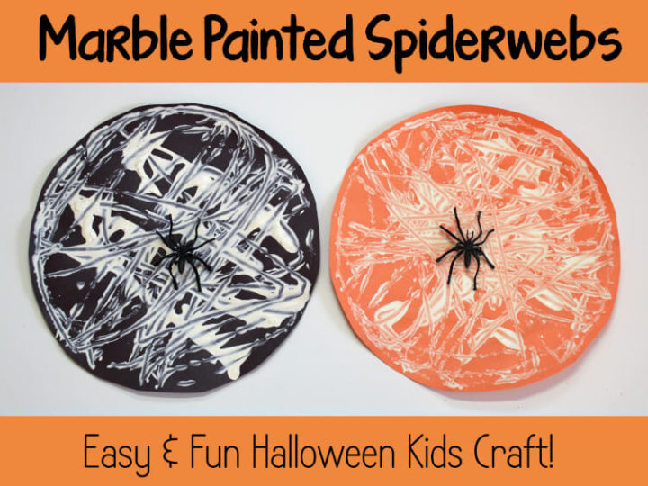 Image for Halloween Kids Craft: Marble Painted Spiderwebs