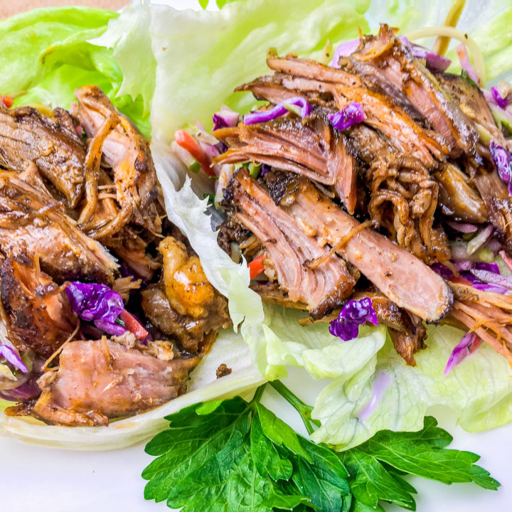 Slow Cooker Pulled Pork Lettuce Wraps  