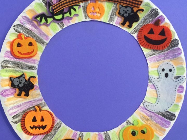 Image for Easy Halloween Paper Plate Wreath Craft