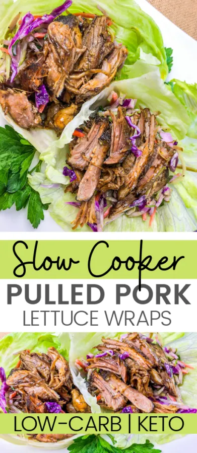 Slow Cook Pulled Pork Lettuce Wraps make the perfect low-carb meal for the entire family. They are easy to make and full of flavor! Plus, who doesn't love a good handheld food?