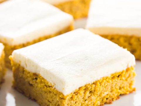 Image for Low Carb Healthy Pumpkin Bars with Cream Cheese Frosting