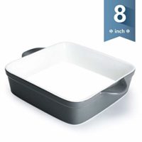 Sweese 514.113 Porcelain Baking Dish, 8 x 8 inch Baker, Square Brownie Pan with Double Handle, Grey