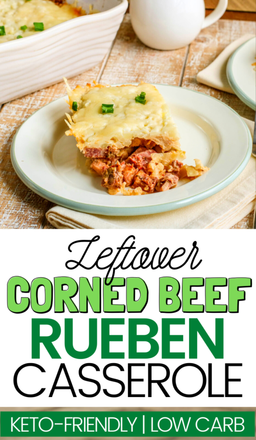 If you're wondering what to do with that leftover corned beef & cabbage after St. Patrick's Day, you'll love this easy leftover corned beef rueben casserole. This is a great keto casserole that's full of flavor.