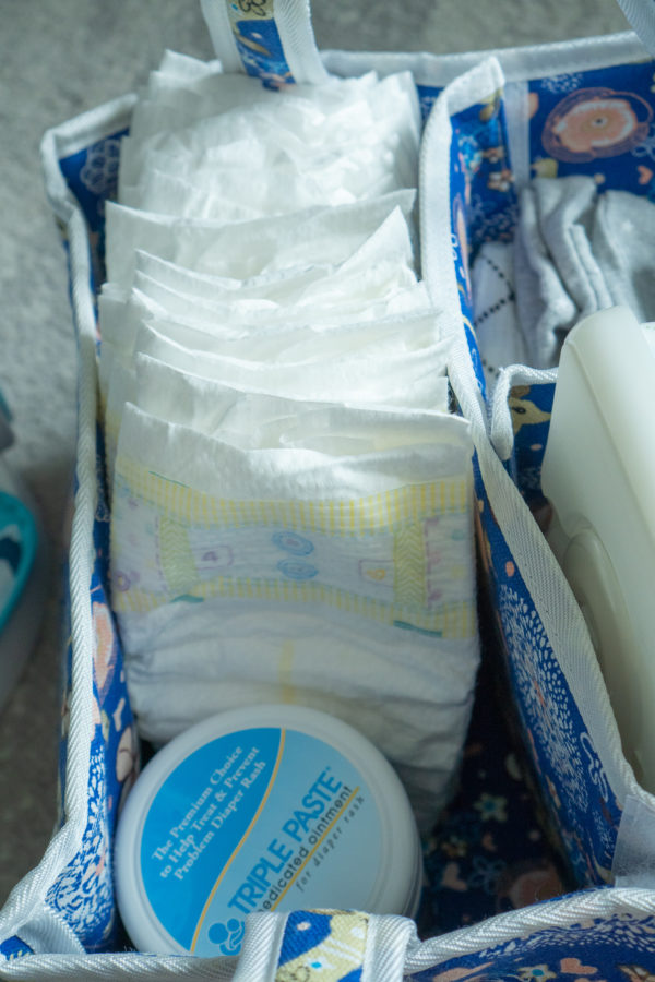 What you need in diaper changing caddy