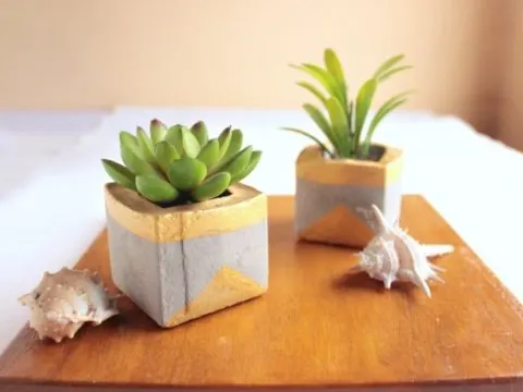 Image for DIY Gold & Concrete Succulent Planters