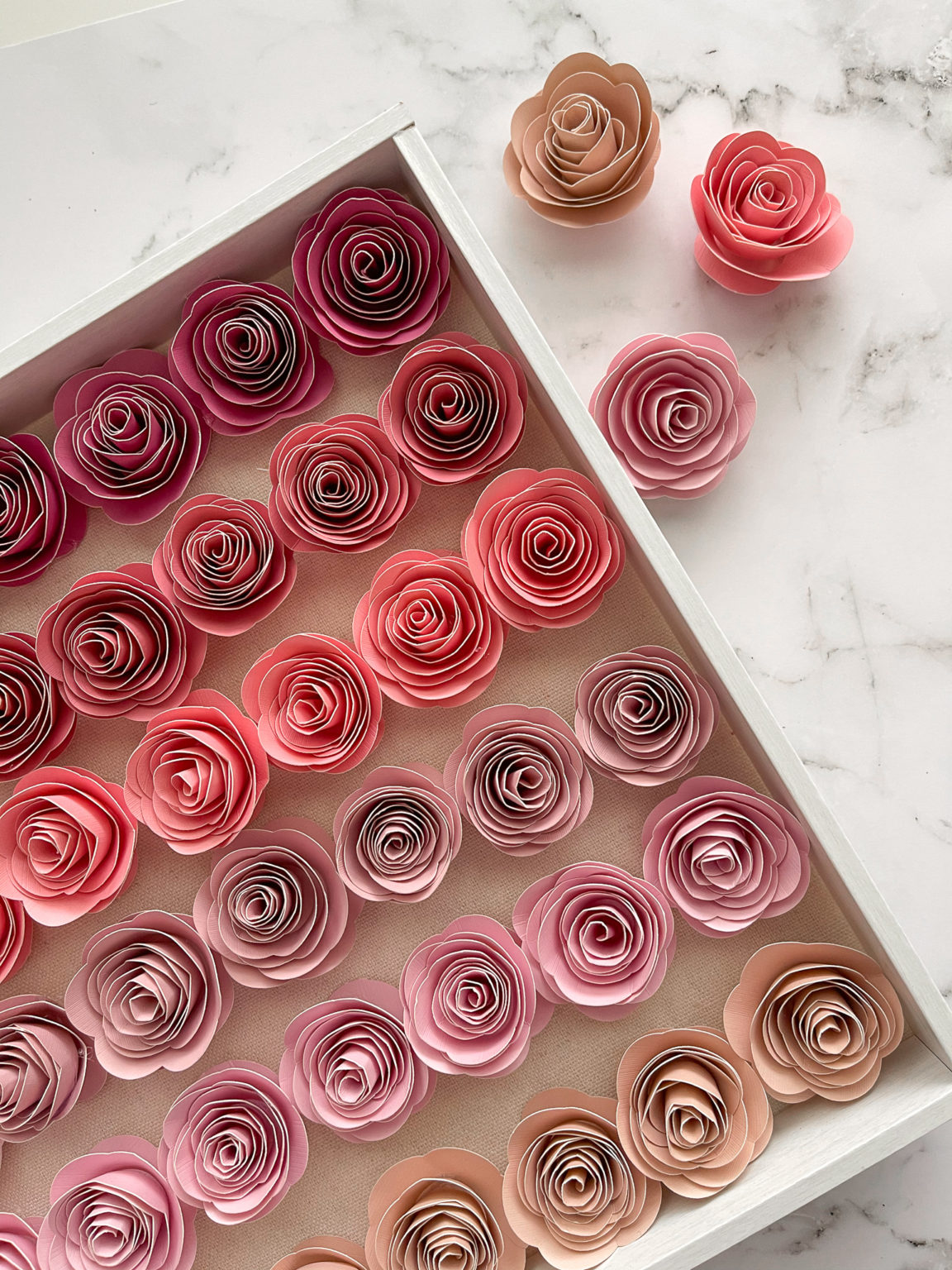 How to Make Paper Flower Shadow Box Decor with Cricut + Free SVG