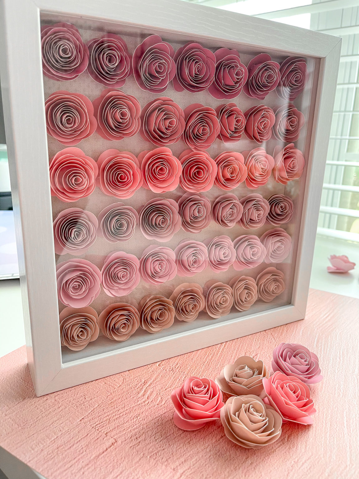 How to Make Paper Flower Shadow Box Decor with Cricut + Free SVG
