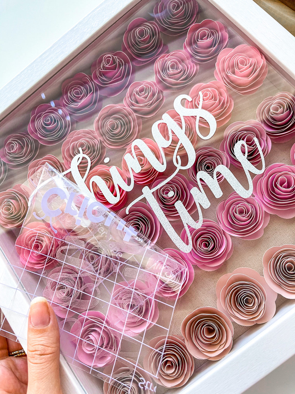 How to Make Paper Flower Shadow Box Decor with Cricut + Free SVG