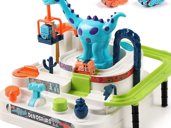 Image for Kids Train Race Track Play Set Dinosaur Ramp Vehicle Toys (Ages 3+)
