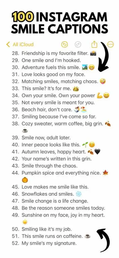 best instagram smile captions list