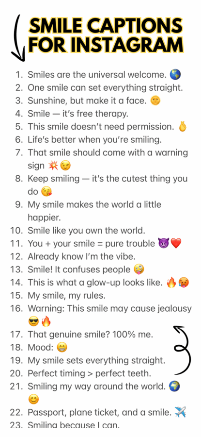 list of instagram smile captions
