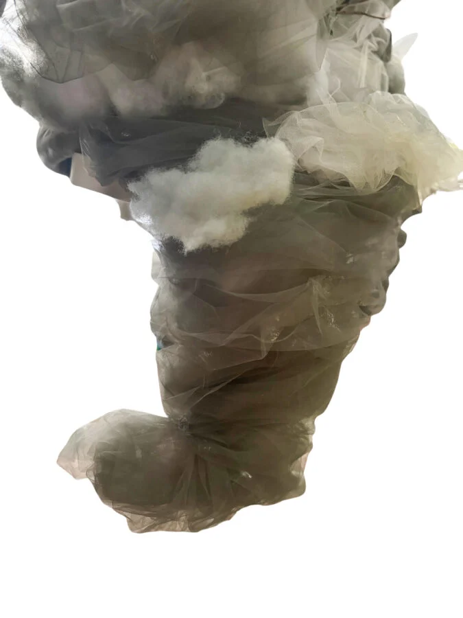 Tornado costume funnel with tulle and poly-fil
