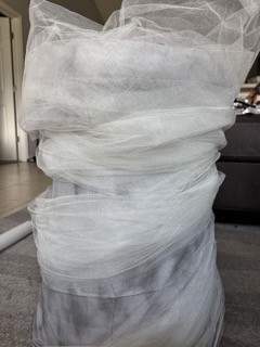 wrapping tulle around basket for tornado base