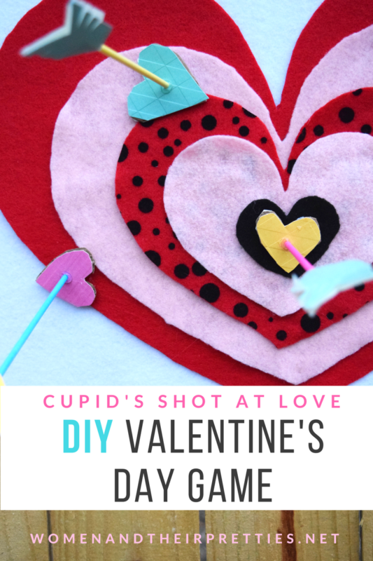 Cupid's Shot at Love is a DIY Valentine's Day game for kids (or adults) of any age to play! It's a cheap and easy to make Valentine's Day craft!