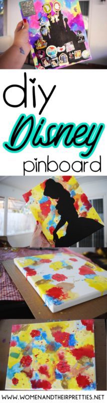 Disney DIY Pinboard: Use this easy tutorial to make a colorful Disney pinboard with paint, water, and a canvas. Display your Disney pins with pride!