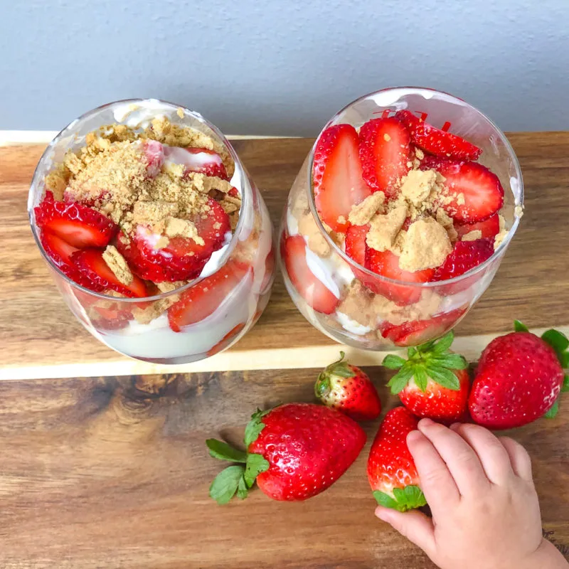 parfait with strawberries yogurt